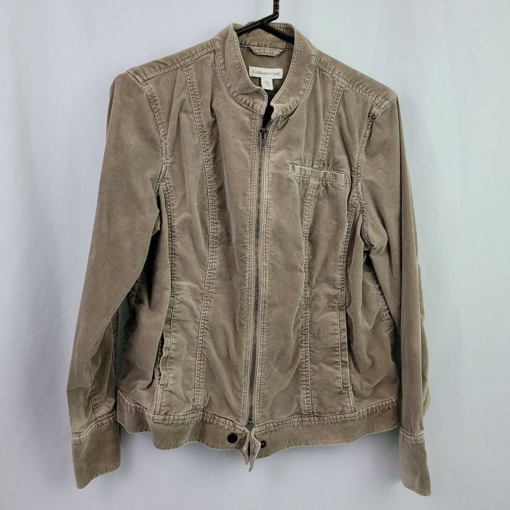 Coldwater Creek Beige 14 Corduroy Jacket Zip Motor